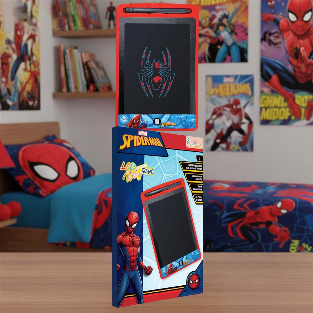 Kriiddaank Spiderman LCD Writing Tablet, 8.5 Inch Electronic Drawing Pad for Kids, Portable Erasable Doodle Board & Travel Slate, Educational Birthday Gift for 3-9 Year Old Boys & Girls, Blue