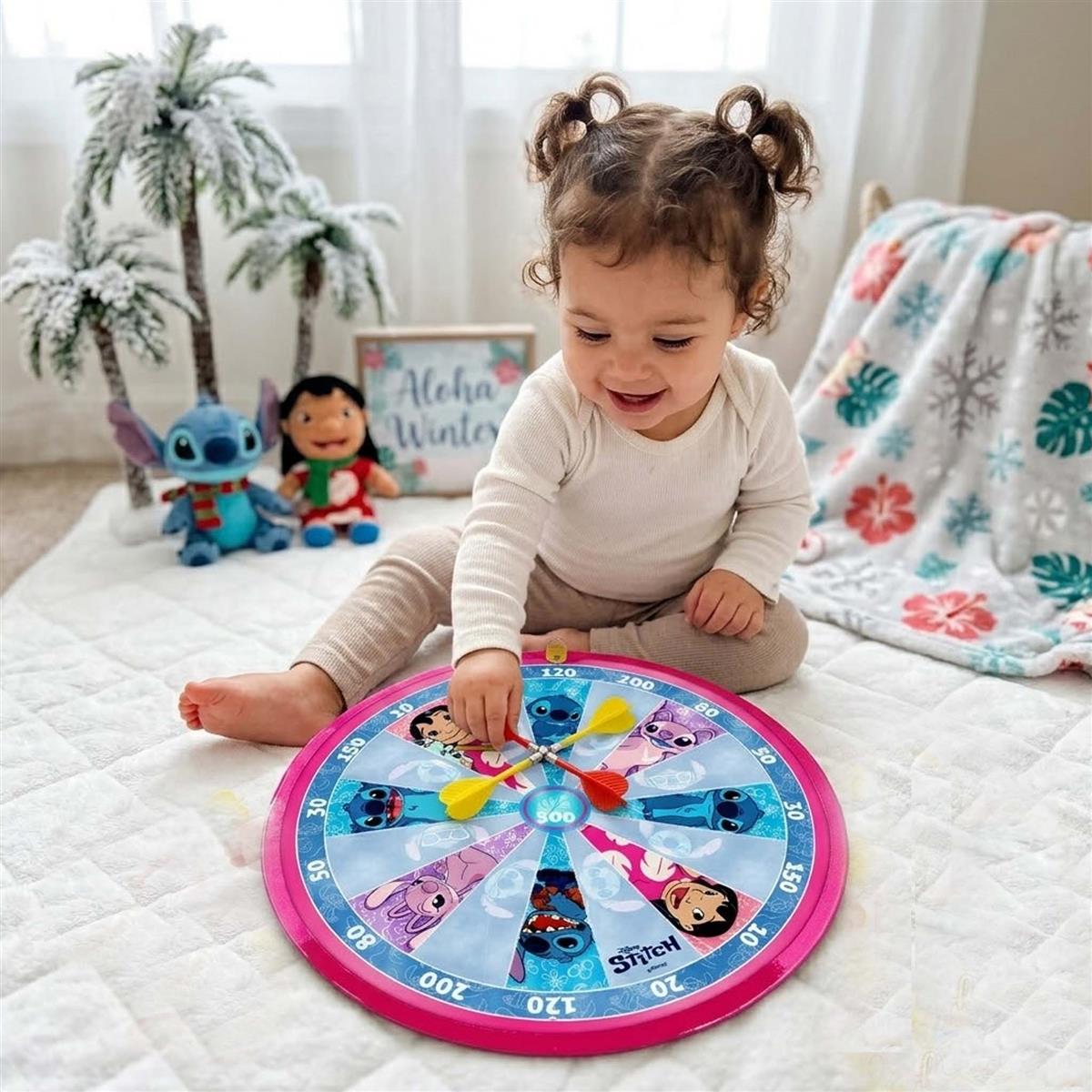 Kriiddaank Stitch 2-in-1 Flip N Play Board Game | Magnetic Dartboard & Ludo Set | Safe Indoor Game for Kids 3+ Years | Includes Magnetic Darts, Dice & Pawns | 34.2cm Double-Sided MDF Board