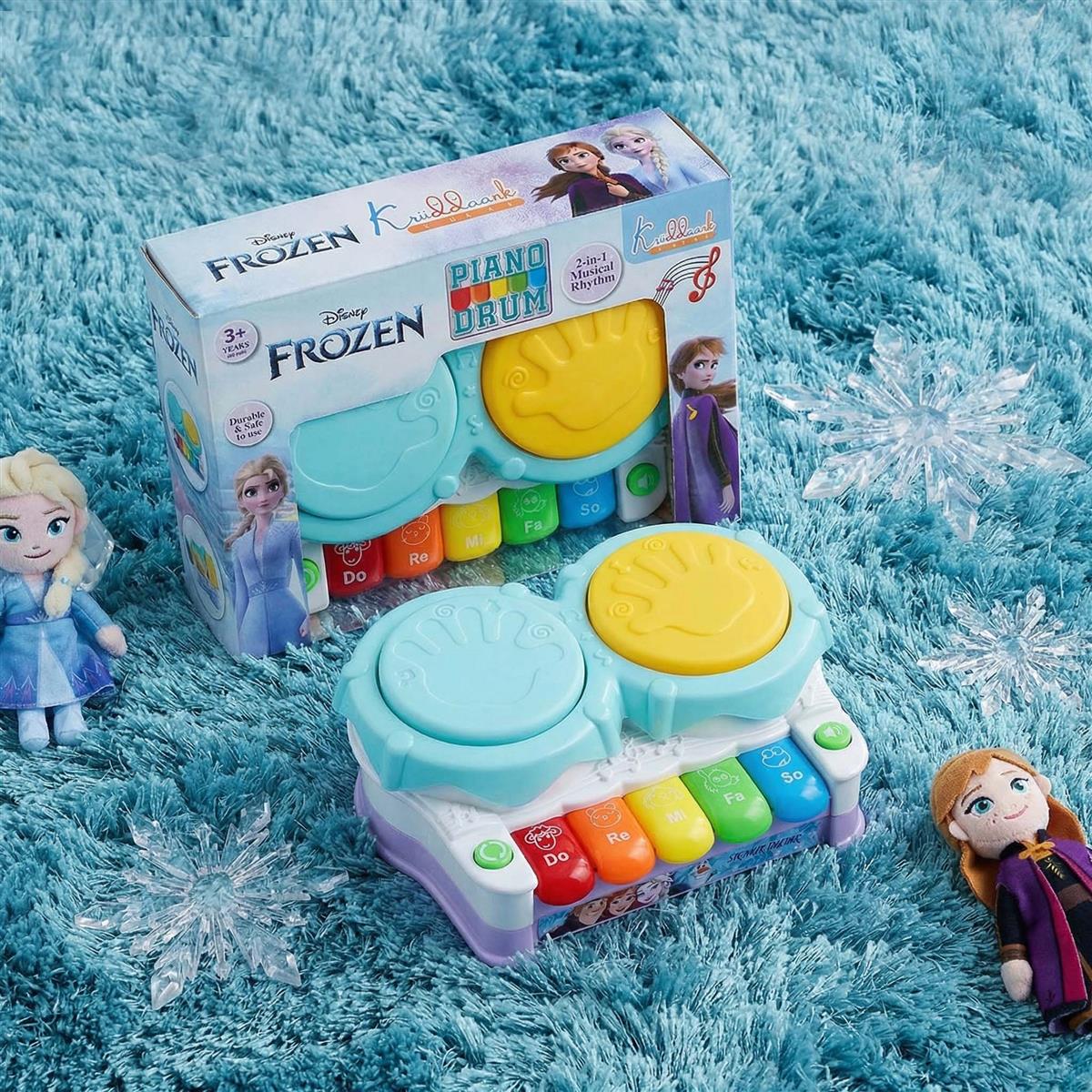 Frozen Theme Piano Drum - Elsa & Anna 2-in-1 Electronic Music Kit for Kids | Interactive Musical Toy with 3D Lights & Sound | Educational Gift for Boys & Girls Ages 3+