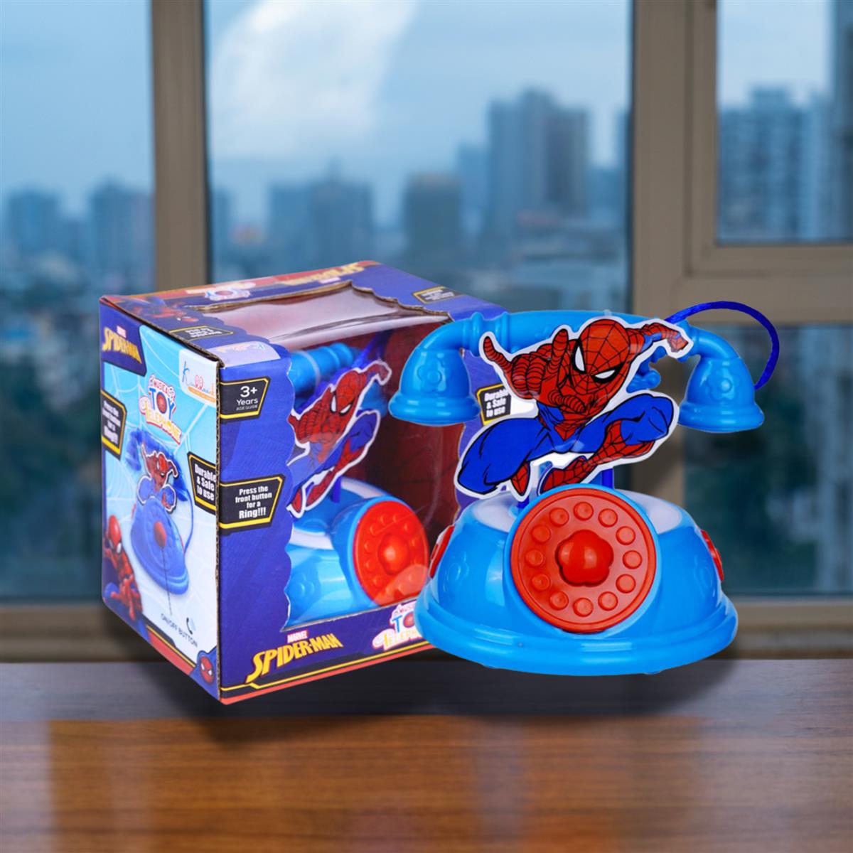 Kriiddaank Spiderman Talking Telephone Toy for Kids - Interactive Musical Pretend Play Phone with Sounds, Educational Learning Toy for Boys & Girls 3+ Years, Durable & Portable Design, Blue