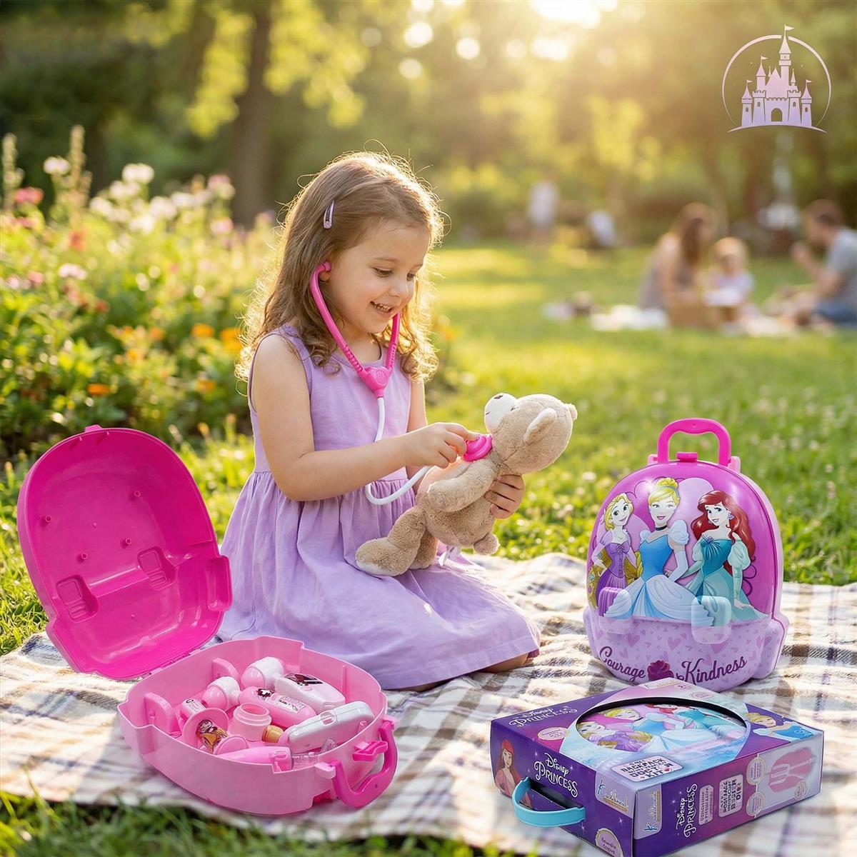 Kriiddaank Princess Backpack Doctor Set for Kids - 8 Pcs Medical Kit with Stethoscope, Syringe & Accessories, Portable Pretend Play Toy for Girls 3+ Years Old (Non-Electric, Pink)