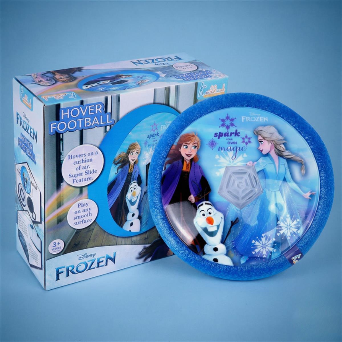 Frozen Theme Hover Football - LED Light Up Air Soccer Ball with Soft Foam Bumpers - Disney Elsa & Anna Indoor Sports Toy for Kids Boys & Girls, Glides on Smooth Surfaces, Safe Active Play