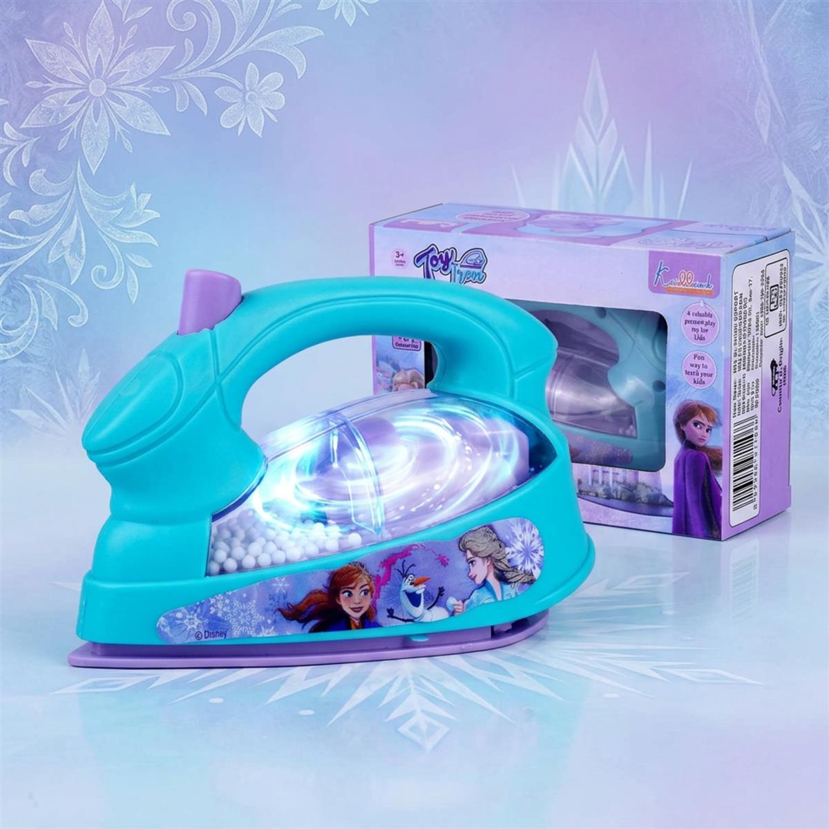 Frozen Household Press Iron Toy for Kids - Realistic Pretend Play Ironing Set with Moving Beads, Lights & Vibration - Educational Role Play Toy for Boys & Girls 3+ Years - Turkish Blue
