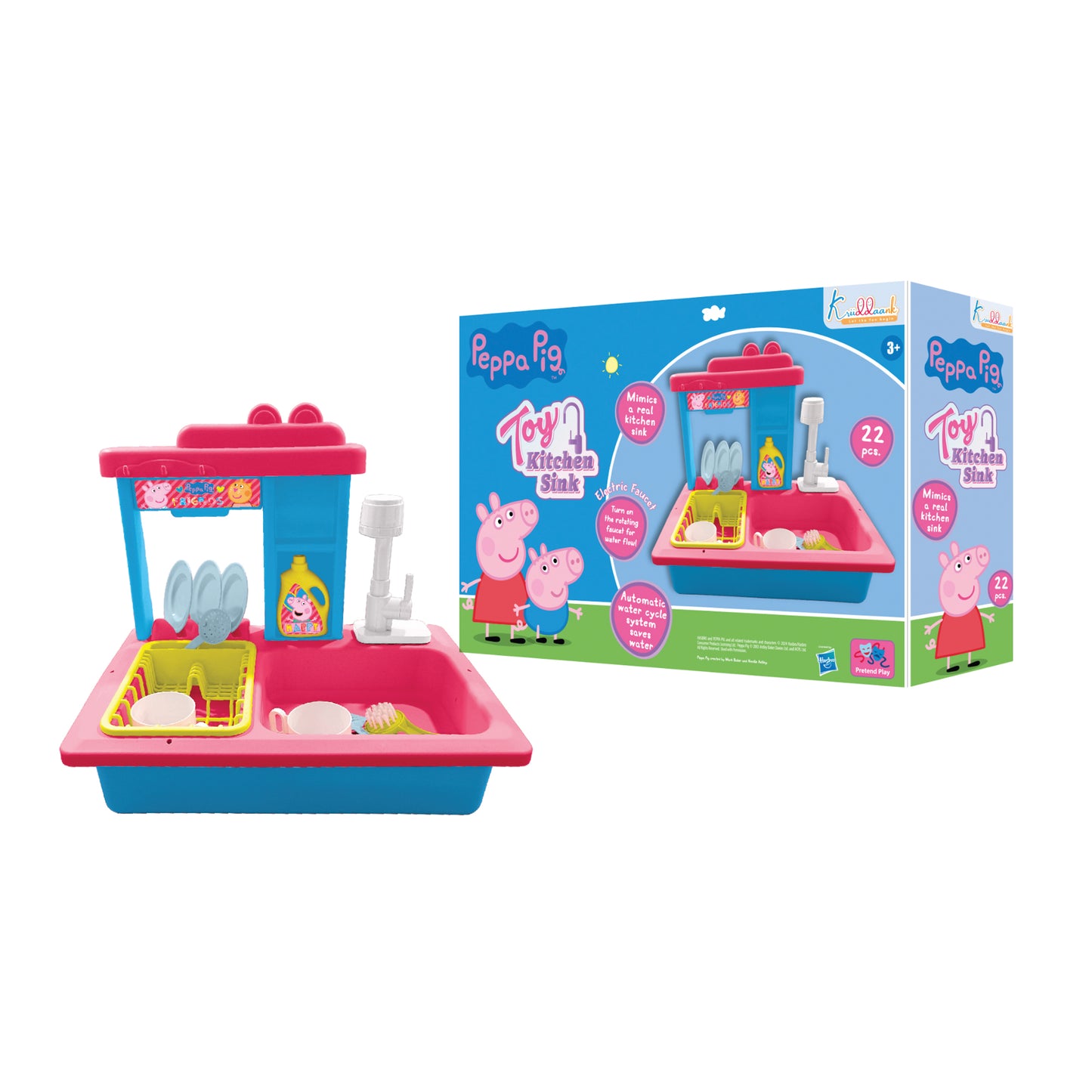 Kriiddaank ToyKitchenSink-PeppaPigThemeByHasbroPeppa Pig Kitchen Sink for KidsPeppa Pig Play Sink with FaucetPeppa Pig Toy Sink with Real Water FeaturePeppa Pig Washing Dishes PlaysetPeppa Pig Kitchen Sink Toy with Lights & Sounds