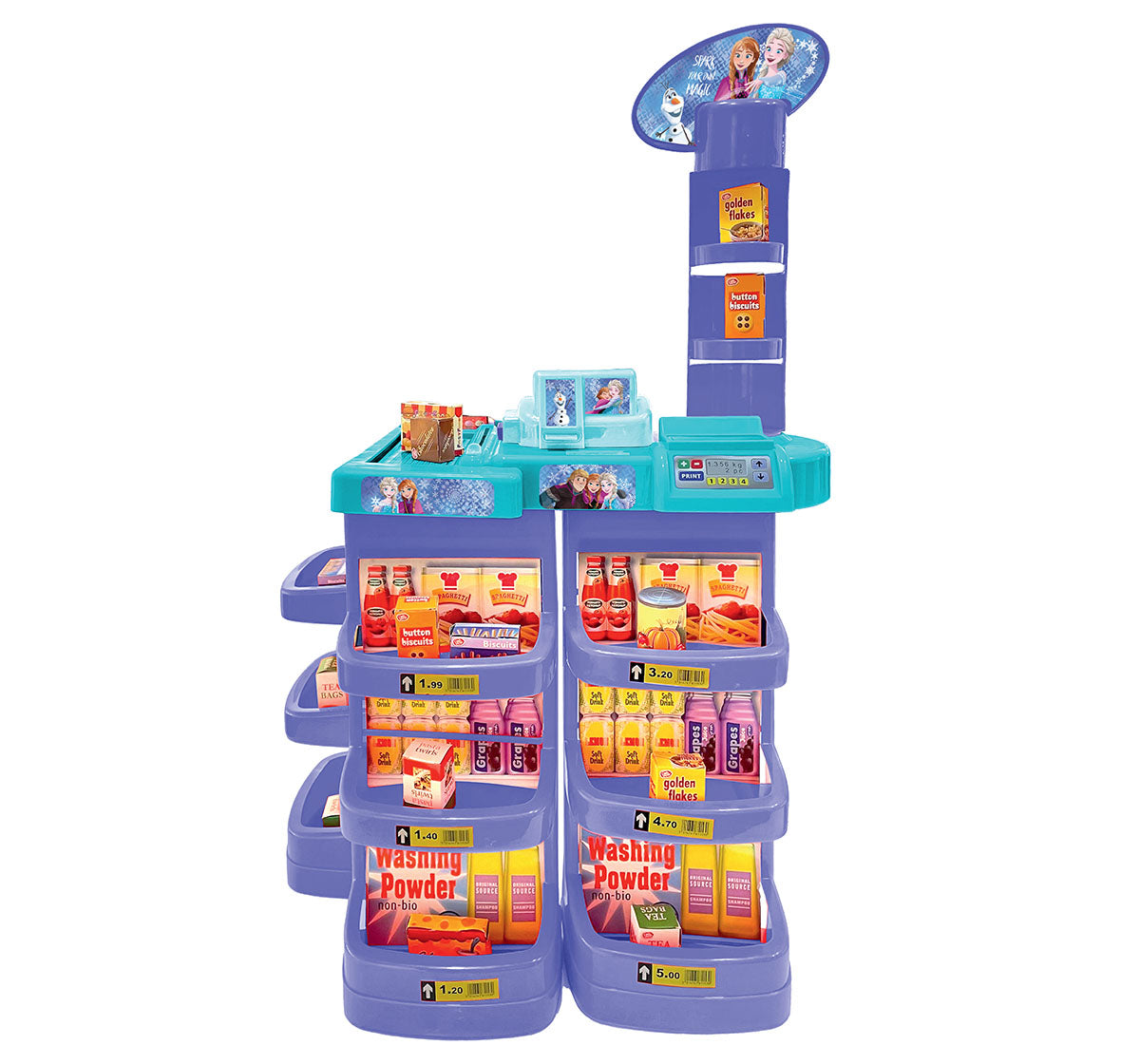 Kriiddaank SupermarketSet-FrozenThemeSMS-100520ByDisneyFrozen Supermarket PlaysetSupermarket Shopping Playset for KidsGrocery Store Play SetToy Cash Register with ScannerElsa & Anna Supermarket Toy Set