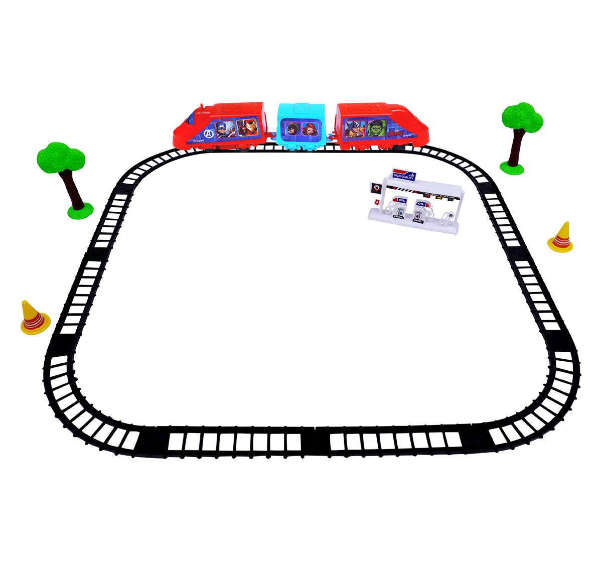 Kriiddaank TrainSet-AvengersThemeTB-100580ByMarvelBest Avengers Toy Train for KidsAvengers Infinity War Train SetBest Marvel Train Set for Boys & GirlsInteractive Train Set with Avengers DesignDurable Superhero Train Toy