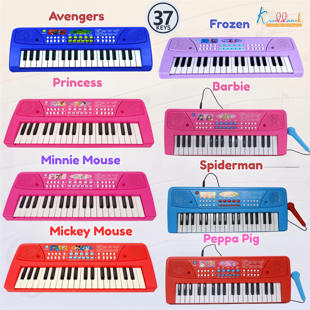 Peppa Pig Theme Musical Keyboard Piano for Toddlers with Microphone & USB - Educational Learning Toy for Kids 3+ Years - 8 Rhythms, 8 Instrument Sounds, Non-Toxic & Child Safe (Pink)