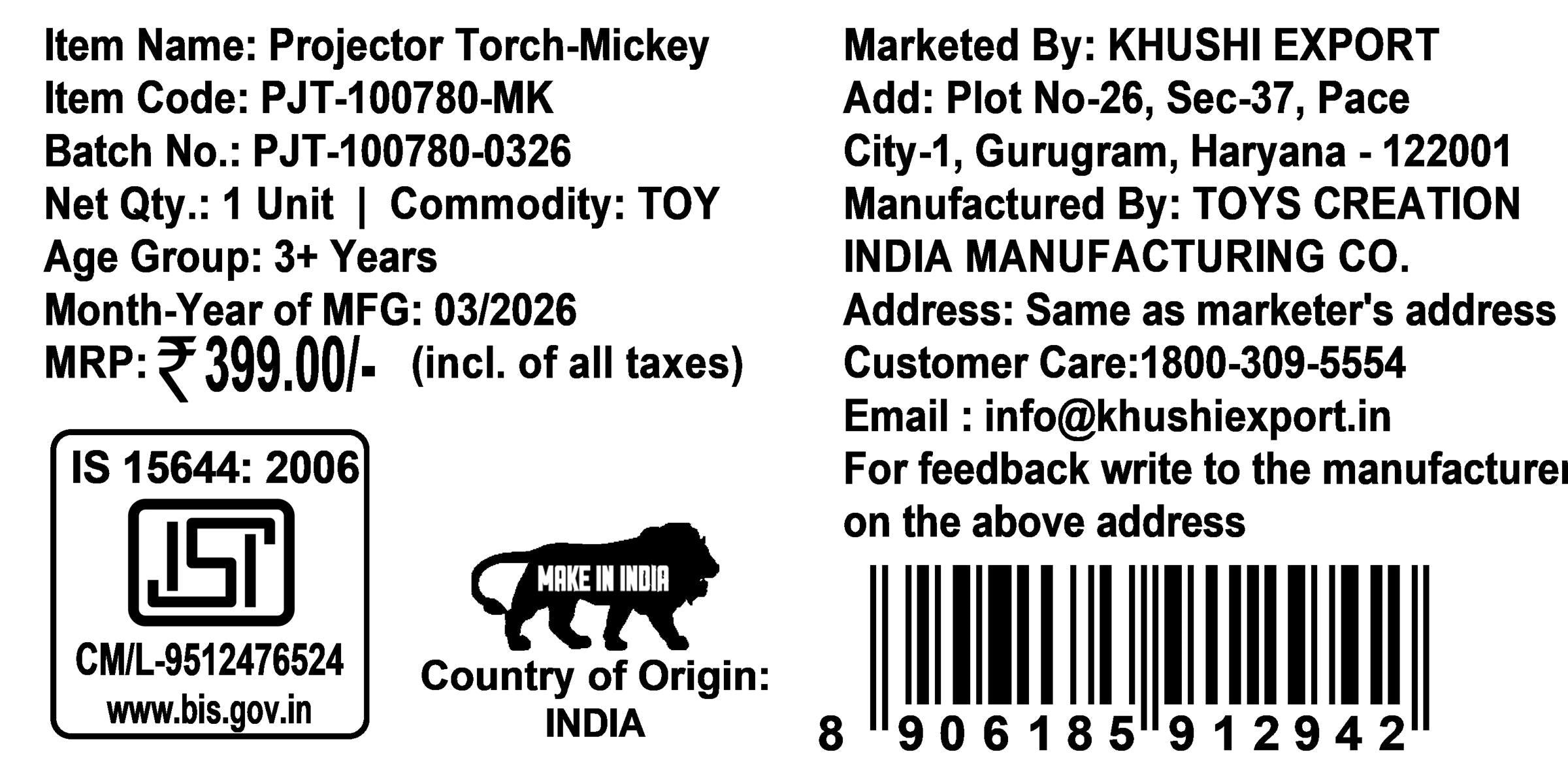 Disney Mickey Mouse Projector Torch for Kids - Portable Handheld Storytelling Flashlight with 3 Slides & 24 Images, Bedtime Night Light & Educational Learning Toy for Boys & Girls 3+ Years