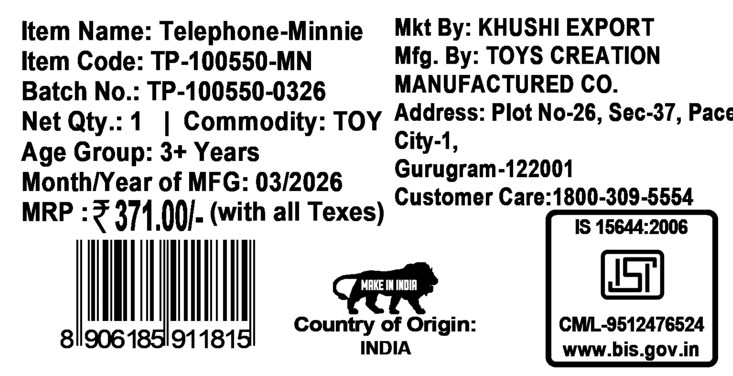 Minnie Talking Telephone Toy for Kids - Pretend Play Landline Phone with Interactive Music & Sounds, Durable Educational Toy for Girls 3+ Years Old, Pink & Fun Design for Creative Role Play