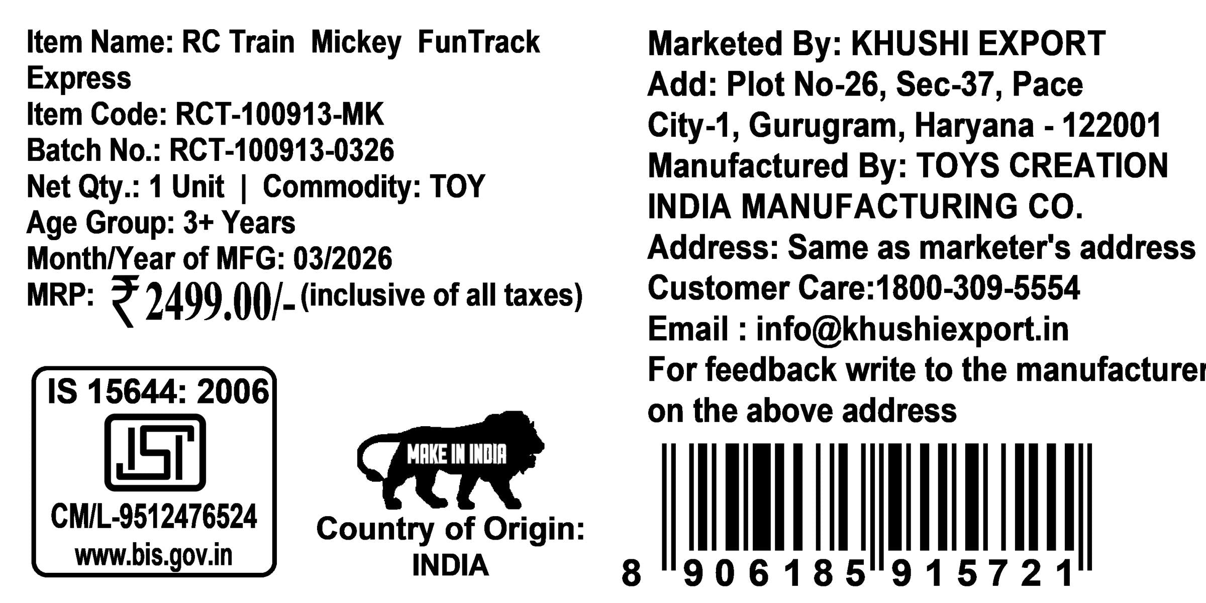 Kriiddaank Mickey Theme Remote Control Train Toy for Kids - Rechargeable EMU Express Train with LED Lights & Sounds, 4-Channel RC Railway Model, Disney Gift for Boys & Girls (Blue)