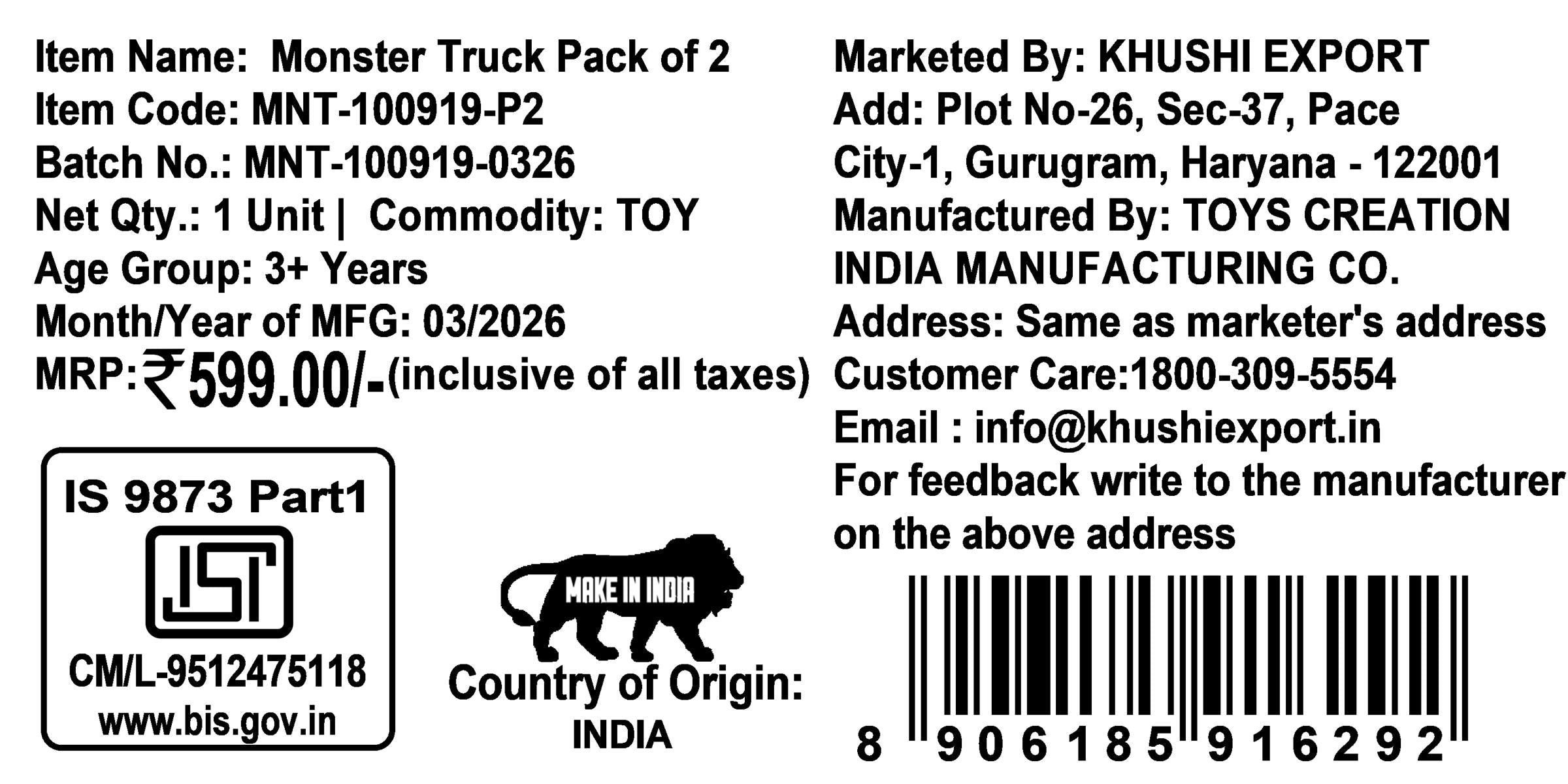 Kriddaank Pack of 2 4x4 Monster Truck for Kids - Friction Powered Stunt Cars with 360Â° Spin Action - 4WD Push and Go Toy Vehicles for Toddlers, Boys & Girls Aged 3-7 Years (Multicolor)
