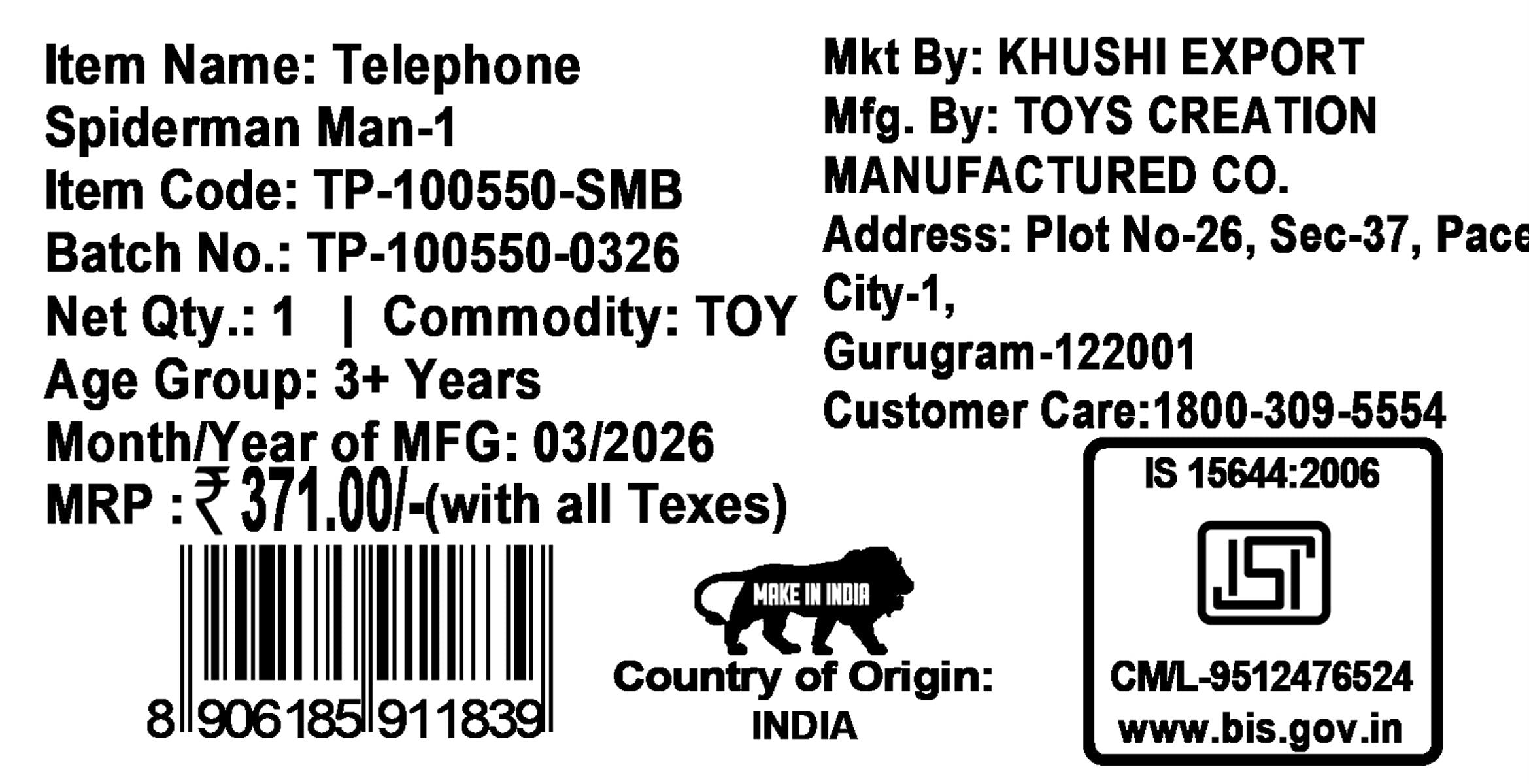 Kriiddaank Spiderman Talking Telephone Toy for Kids - Interactive Musical Pretend Play Phone with Sounds, Educational Learning Toy for Boys & Girls 3+ Years, Durable & Portable Design, Blue