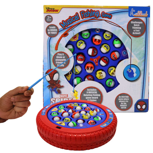 Kriiddaank  Musical Fishing Game SpidermanUnderwater Adventure Toy SpidermanFish Catching GameBattery-Powered Fishing GameSea Animal ToyWater-Themed Educational Toy