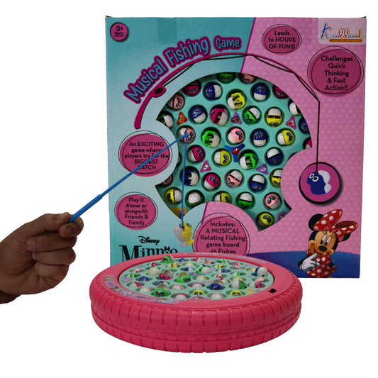 Kriiddaank  Musical Fishing Game B- MinnieElectronic Fishing Minnie ToyOcean Theme ToyElectronic Fishing ToyChildren’s GameInteractive Toy