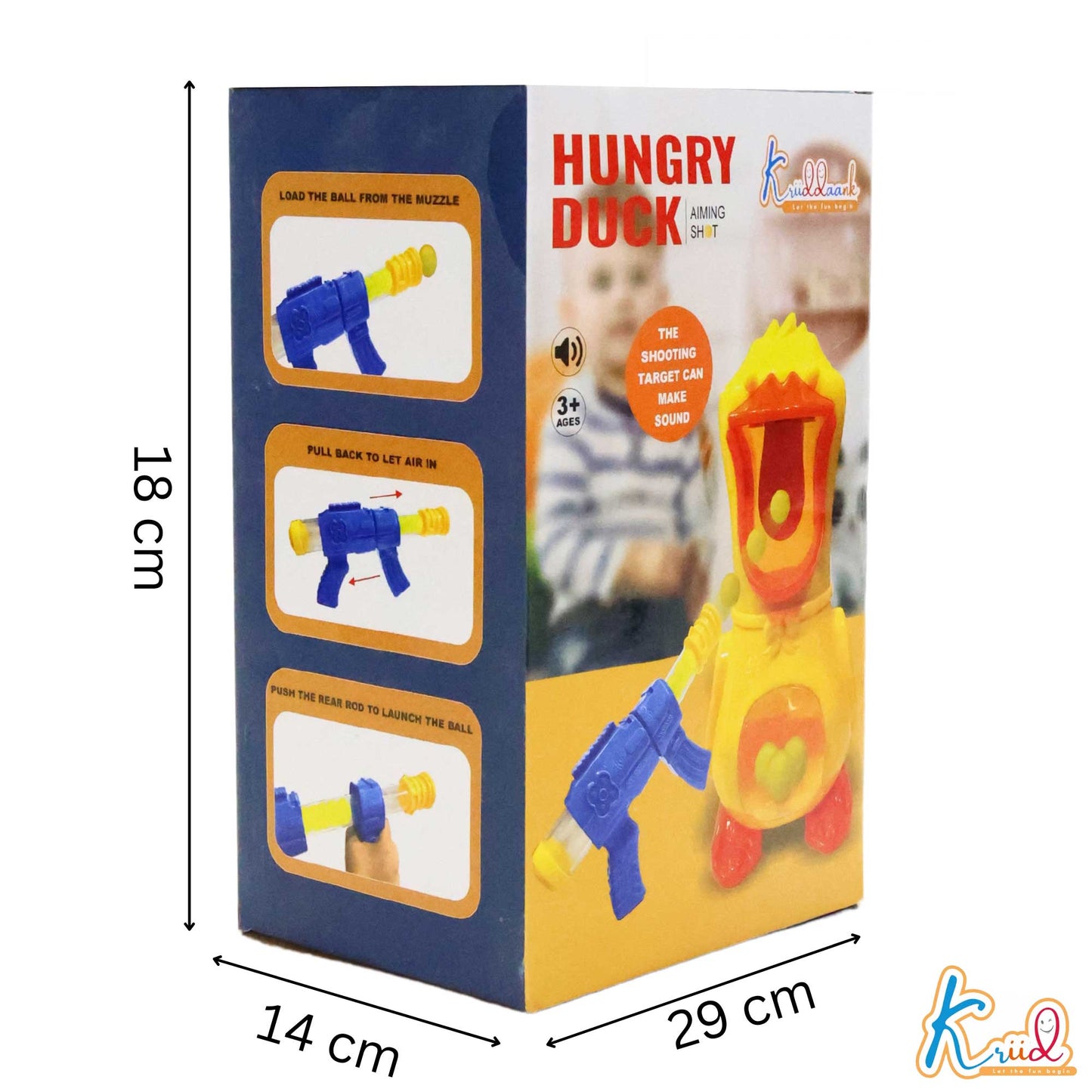 Kriiddaank HungryDuckHD-100630Musical & Light-Up Duck ToyFeeding Duck Game for KidsBattery-Operated Hungry Duck ToyBest Interactive Duck Toy for ToddlersBattery-Powered Animal Sound Toy