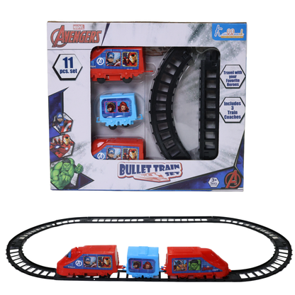Kriiddaank TrainSet(Small)-AvengersThemeByMarvelInteractive Avengers Train PlaysetSuperhero Train Adventure PlaysetIron Man & Captain America Toy TrainMiniature Avengers Toy Train SetKriiddaank Avengers Train Set Small Edition