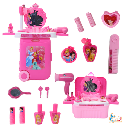 Kriiddaank TrolleyDressingSet-PrincessThemeByDisneyPrincess Beauty Kit for GirlsKids Dressing Table with TrolleyLittle Princess Grooming KitInteractive Learning Toy for KidsImaginative Play for Toddlers