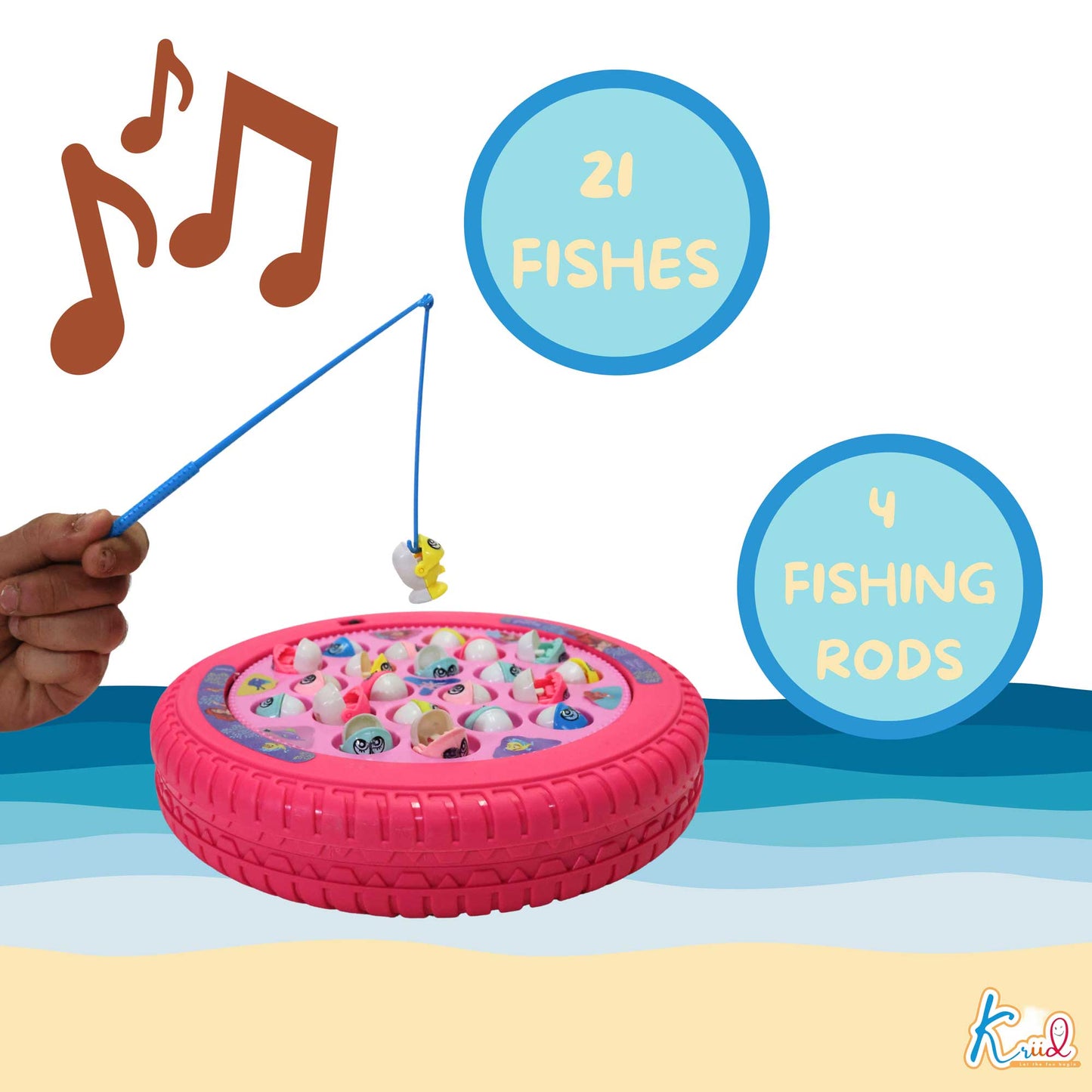 Kriiddaank  Musical Fishing Game PrincessUnderwater Adventure Toy PrincessFish Catching GameBattery-Powered Fishing GameSea Animal ToyWater-Themed Educational Toy
