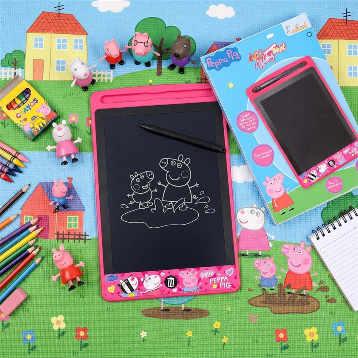 Kriiddaank Peppa Pig Theme 8.5 Inch LCD Writing Tablet for Kids, Electronic Drawing Pad & Rewritable Doodle Board, Travel Slate Birthday Gift for Boys & Girls Aged 3 4 5 6 7 8 9 Years, Pink