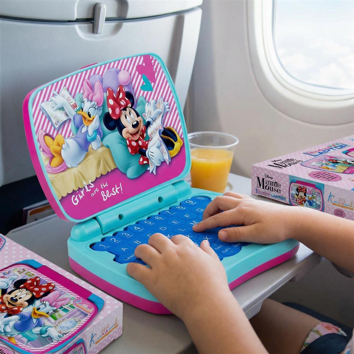 LTW Minnie Mouse Theme Educational Laptop for Kids - Interactive Screen-Free Learning Toy for Alphabets, Numbers & Word Pronunciation - Musical Preschool Toy for Ages 3+ (Pink)