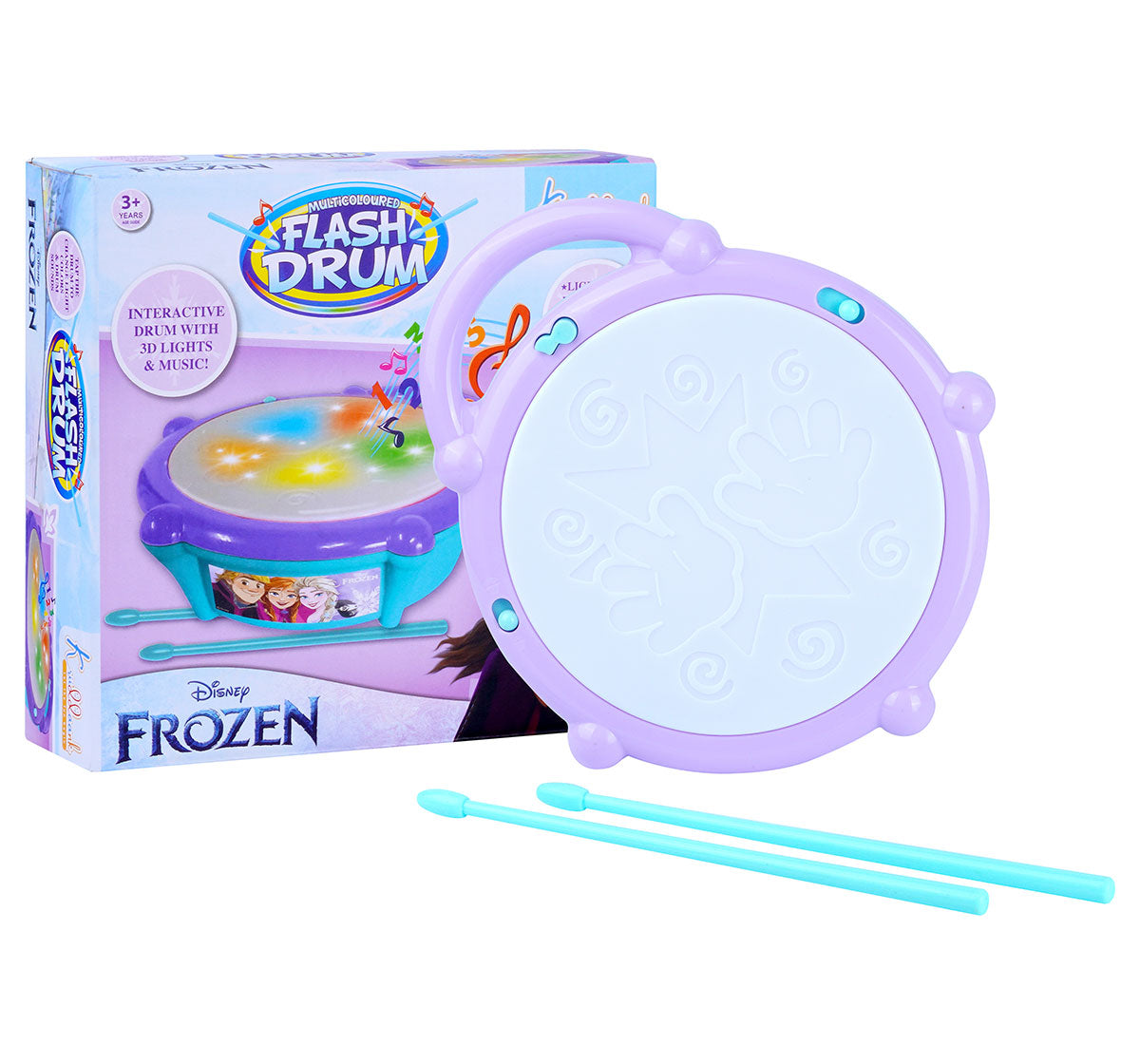 Kriiddaank FlashDrum-FrozenThemeByDisneyFrozen Theme Drum ToyMusical Toy for KidsBattery Operated Drum ToyElsa and Anna Drum SetLight-Up Drum for Toddlers