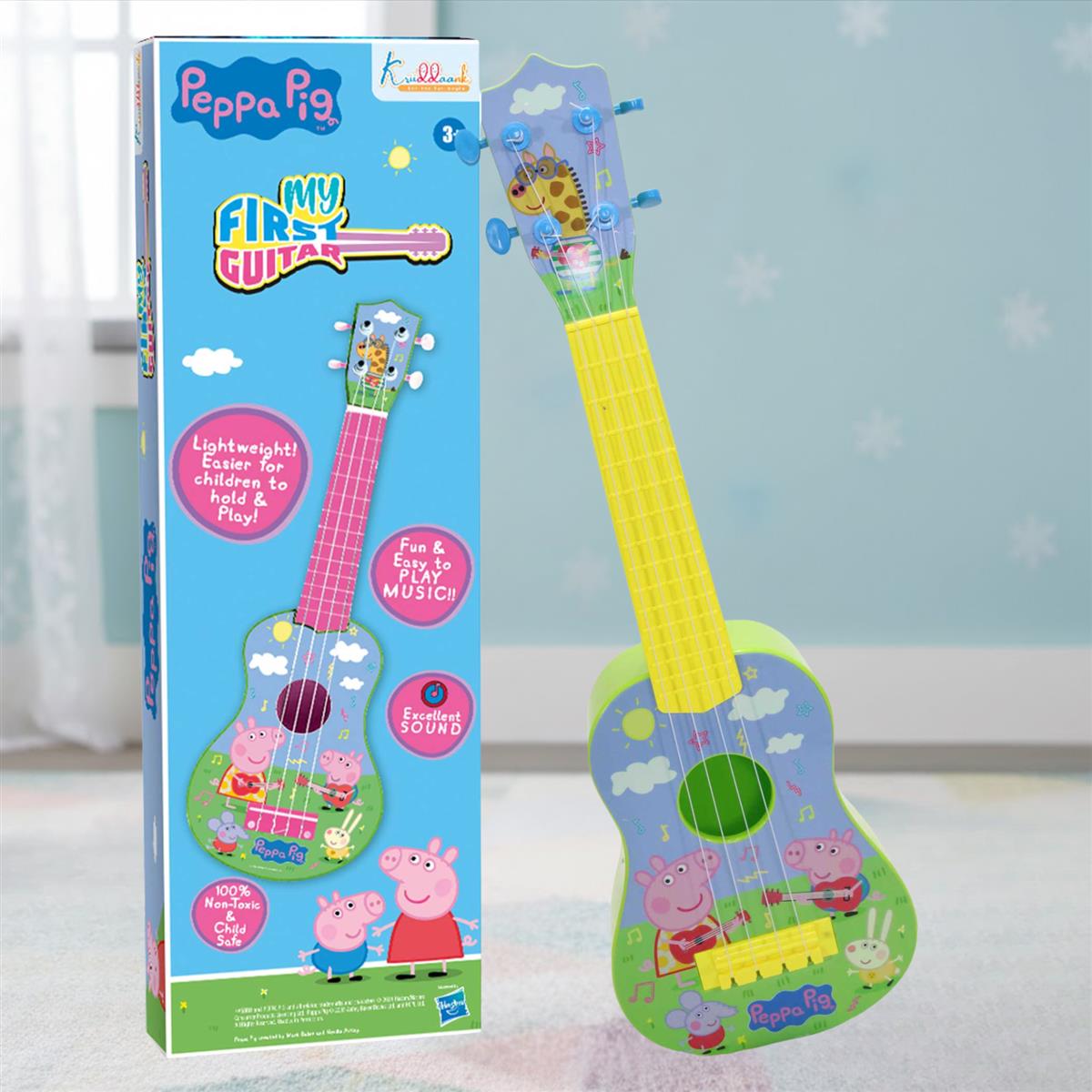 Hasbro Peppa Pig Theme Big Guitar for Kids - 4-String Musical Instrument Toy, Lightweight & Durable, Educational Learning Toy for Boys & Girls Ages 3+, Perfect Birthday Gift for Toddlers (Pink)