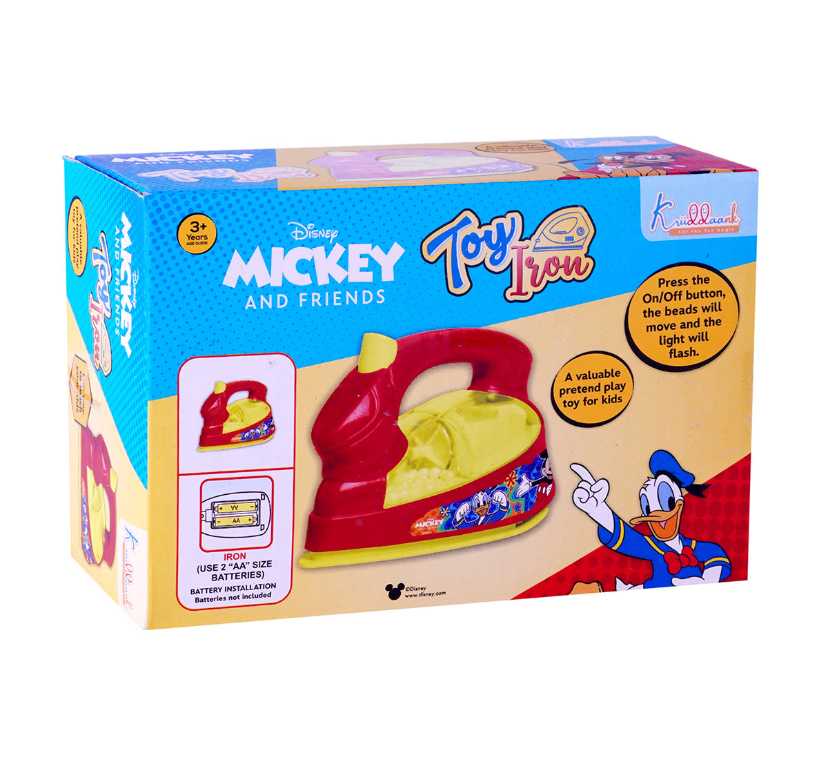 Kriiddaank Iron-MickeyThemeHIR-100200ByDisneyLight & Sound Iron Toy for KidsMickey Mouse Pretend Play IronInteractive Household Toy for ToddlersPretend Play Home Appliance ToyMickey Mouse Toy Iron with Lights & Music