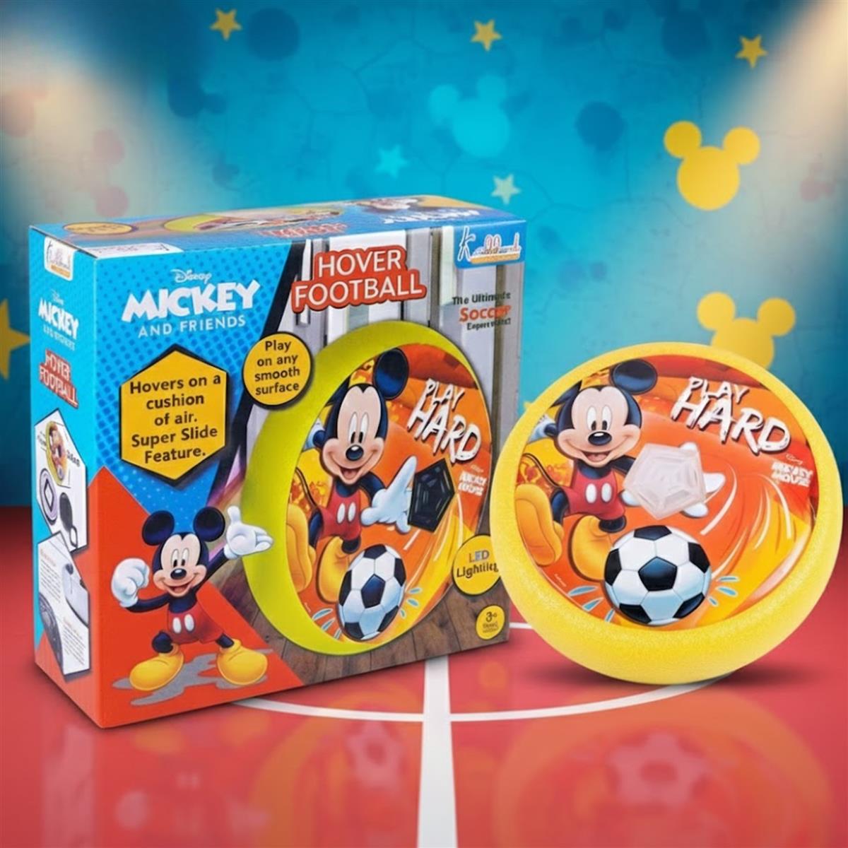 Disney Mickey Hover Football - LED Light Up Air Power Soccer Ball for Kids - Safe Indoor Game with Soft Foam Bumper - Interactive Sport Toy for Boys & Girls Ages 3+ - Ideal Birthday Gift