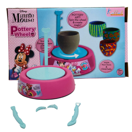 Kriiddaank  Pottery Wheel Minnie 8Y+Creative arts and crafts pottery kitHands-on clay modeling wheel for young artistsArts and crafts clay modeling kit for childrenPottery set for beginners with easy-to-use toolsAir-dry clay pottery set for kids