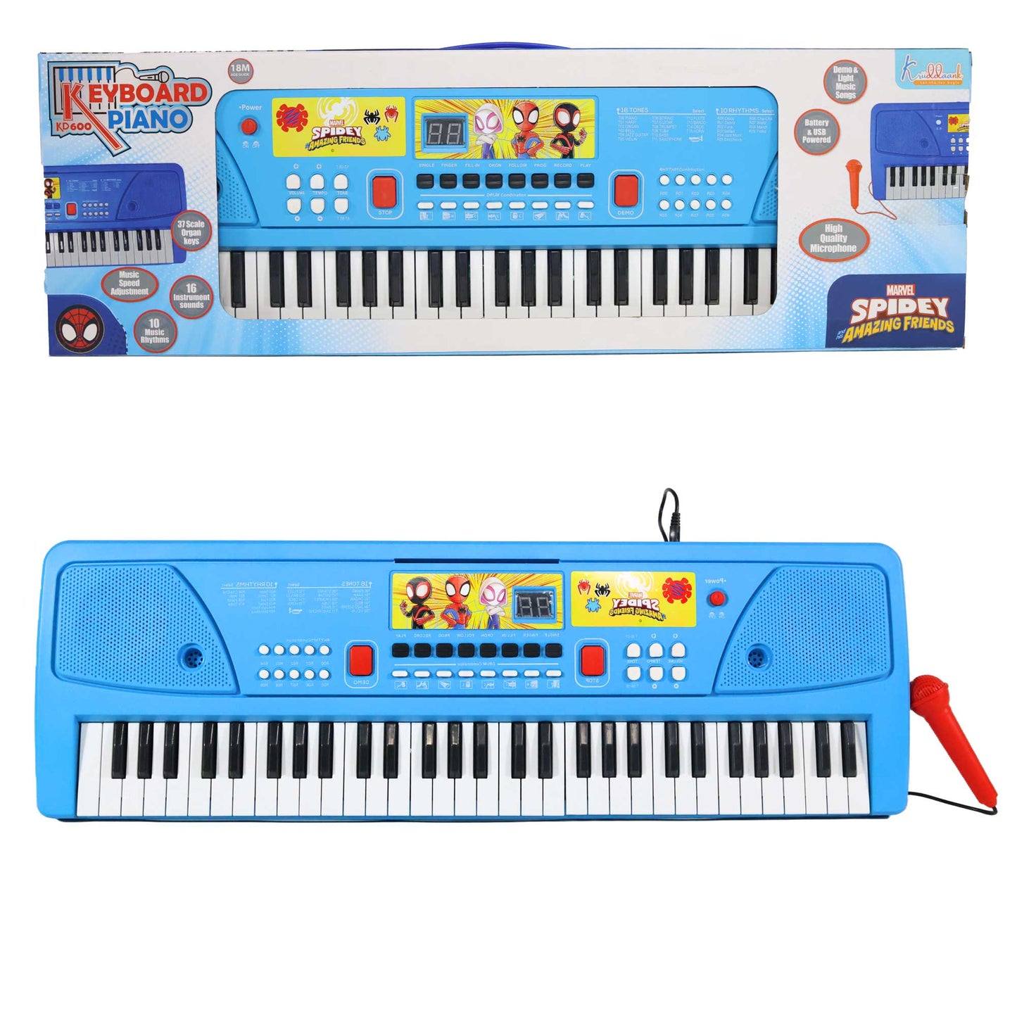 Kriiddaank  Keyboard Piano -600 SpidermanMarvel Keyboard Piano Digital music keyboard for beginnersElectronic keyboard piano with USBLearning & Development Toy for ToddlersPortable piano keyboard for children