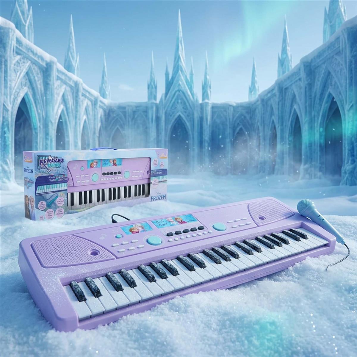 Frozen Keyboard Piano for Kids with 50 Keys, 49 Organ Scale Keys, Microphone, 16 Rhythms, 8 Instrument Sounds & USB Power - Educational Musical Toy for Boys & Girls 3+ Years (Turkish Blue)
