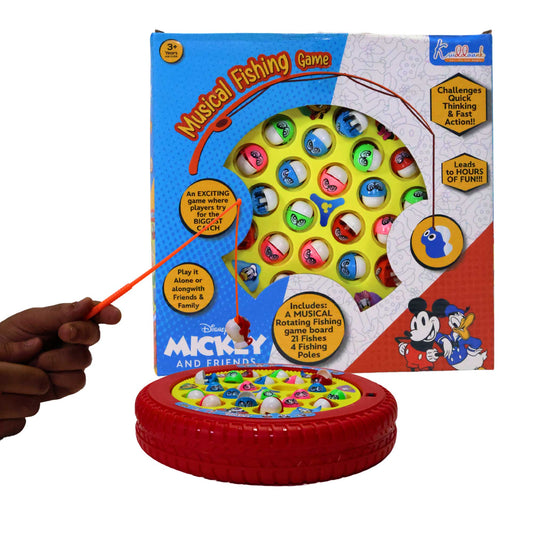 Kriiddaank MusicalFishingGame-MickeyThemeFS-100360ByDisneyBattery Operated Fishing GameFun Learning ToyBattery Operated Fishing GameInteractive ToyMickey Fishing Game