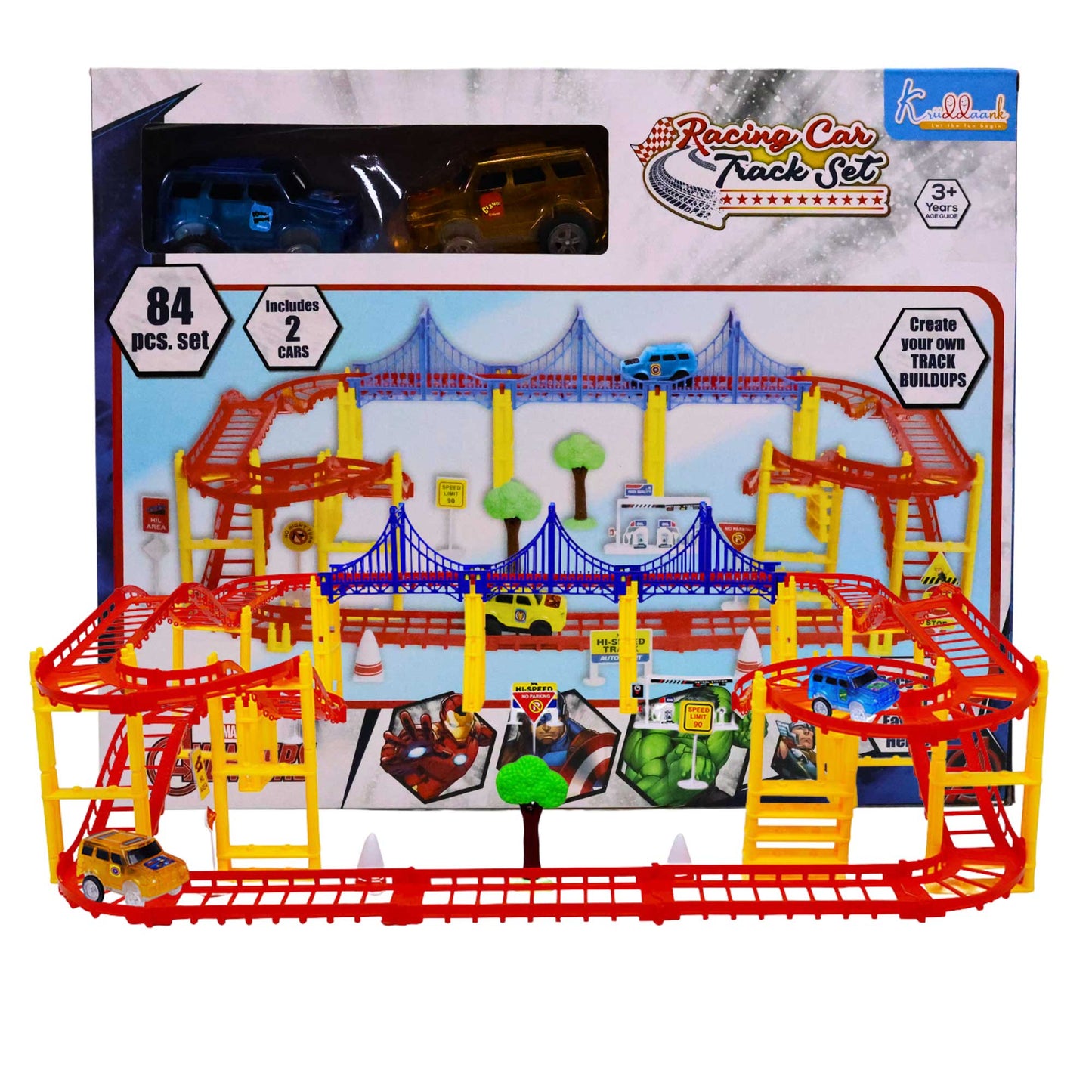 Kriiddaank CARTRACK(MEDIUM),AvengerCTM-100060ByMarvelAvengers Race Track SetMarvel Themed Racing TrackMarvel High-Speed Car Track for KidsMarvel Hero Car Racing SetMarvel High-Speed Car Track for Kids