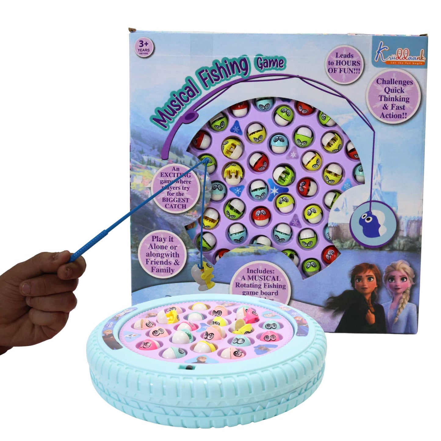 Kriiddaank  Musical Fishing Game B - FrozenBattery Operated Fishing Game FrozenElectronic Fishing ToyChildren’s GameInteractive ToyFun Learning Toy