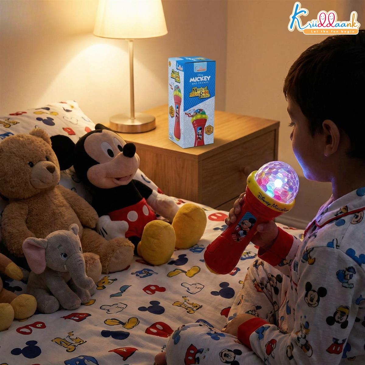 Disney Mickey Mouse Theme Musical Microphone Karaoke Toy for Kids with Disco Projection Lights & Music - Educational Battery Operated Interactive Toy for Boys & Girls Ages 3+
