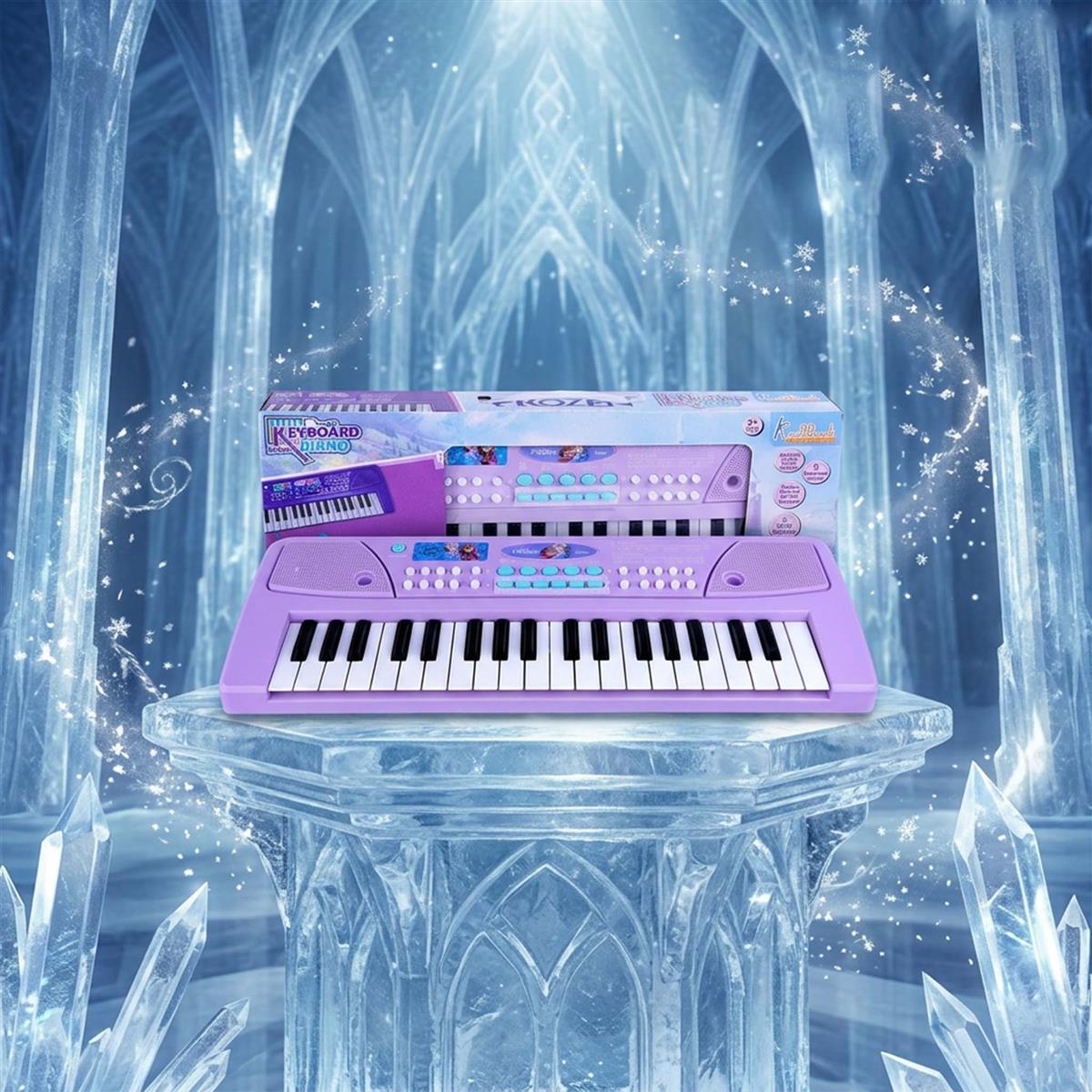 Frozen Keyboard Piano for Kids - Elsa & Anna Theme Musical Toy with Microphone & USB Cable, 8 Rhythms & 8 Instrument Sounds, Educational Learning Toy for Boys & Girls 3+ Years (Turkish Blue)