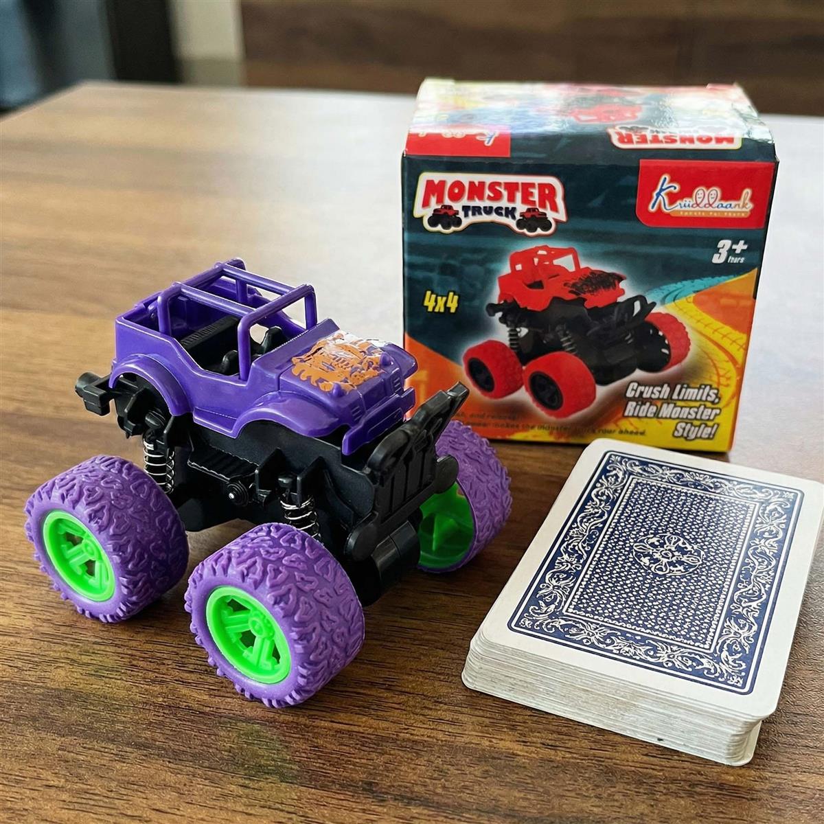 Kriddaank 4x4 Monster Truck for Kids - Friction Powered Stunt Car with 360Â° Spin Action - Durable Alloy & Non-Toxic 4WD Toy - Ideal Gift for Boys & Girls 3-7 Years Old (Multicolor)