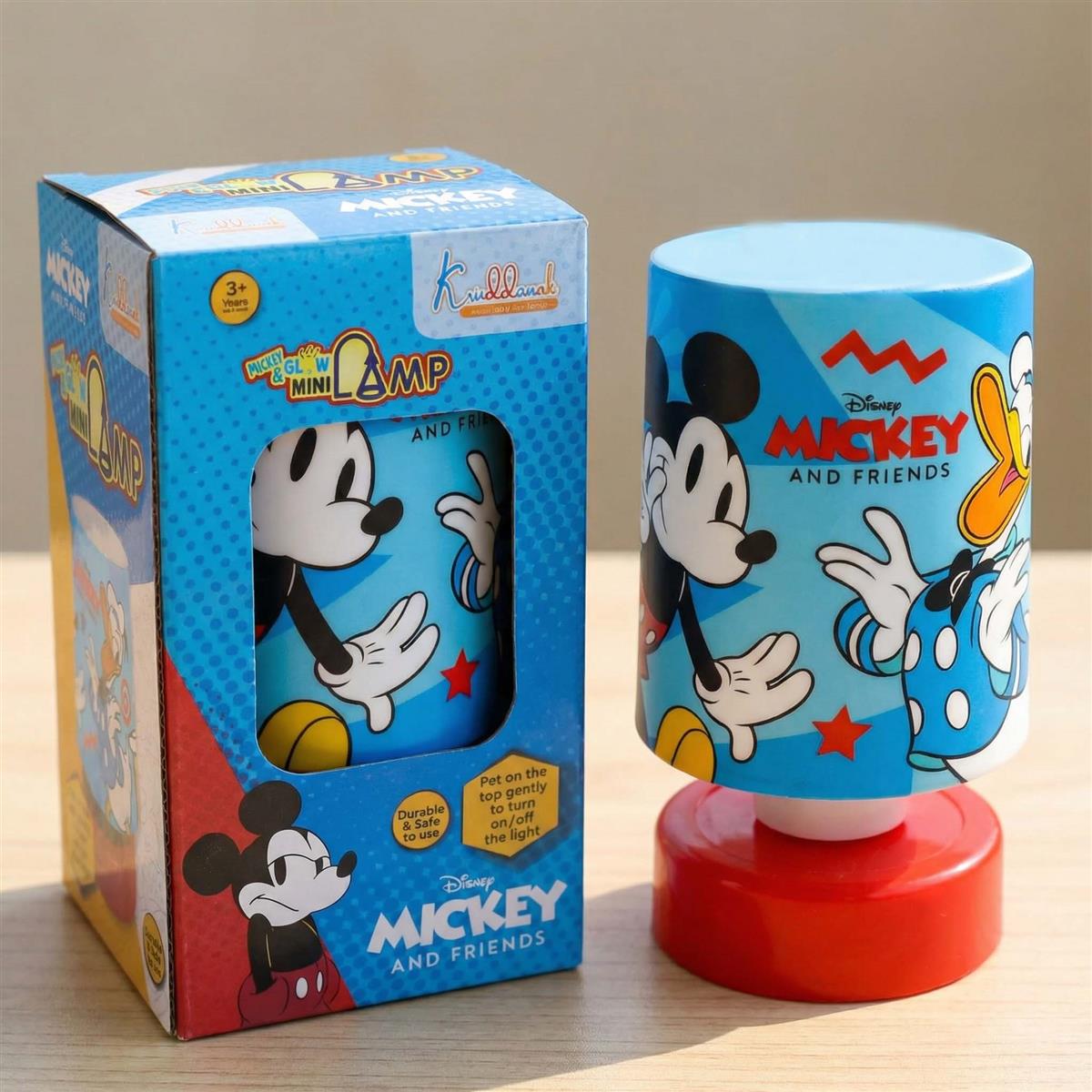 Kriiddaank Mickey Mouse Themed Table Lamp - Battery Operated LED Night Light for Kids Bedroom, Push Top Glow Lamp, Portable Bedside Decor & Disney Collectible Gift for Boys and Girls, 3+ Years