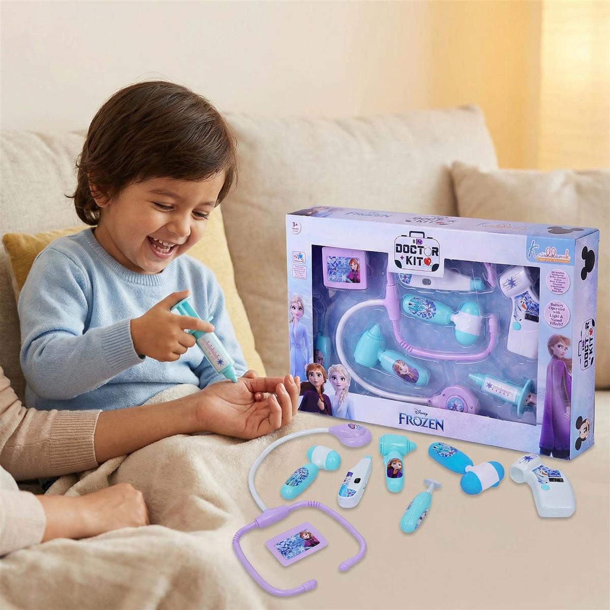 Disney Frozen Doctor Kit for Kids - 8-Piece Battery Operated Medical Play Set with Lights & Sounds, Includes Electronic Stethoscope & Accessories - Fun Pretend Play Toy for Ages 3+ (Turkish Blue)