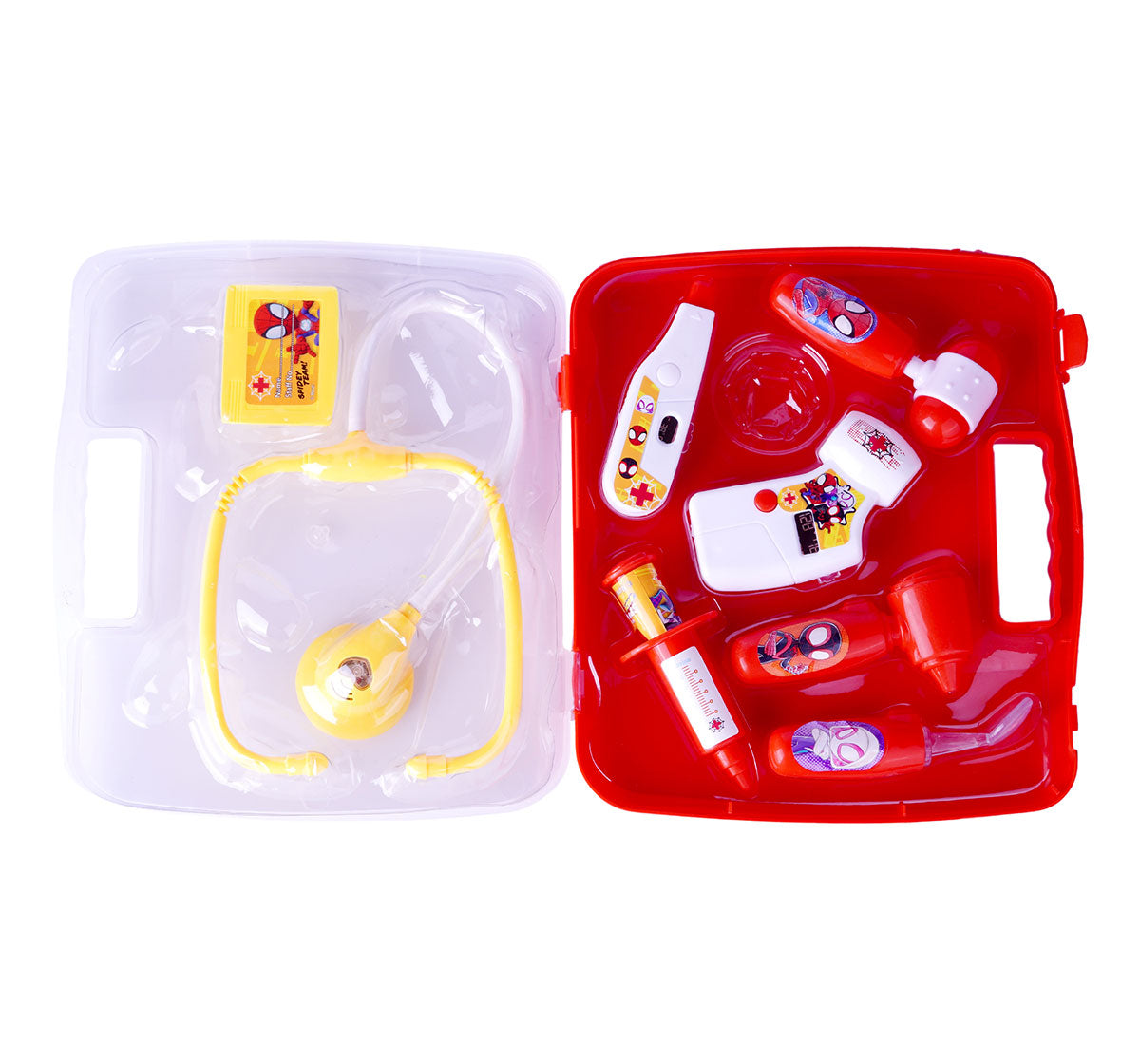 Kriiddaank  Doctor Set Attache SpidermanSpider-Man medical playsetSpider-Man toy doctor kit with caseSpider-Man doctor set attache caseSpider-Man superhero doctor setPortable Spider-Man doctor set for kids