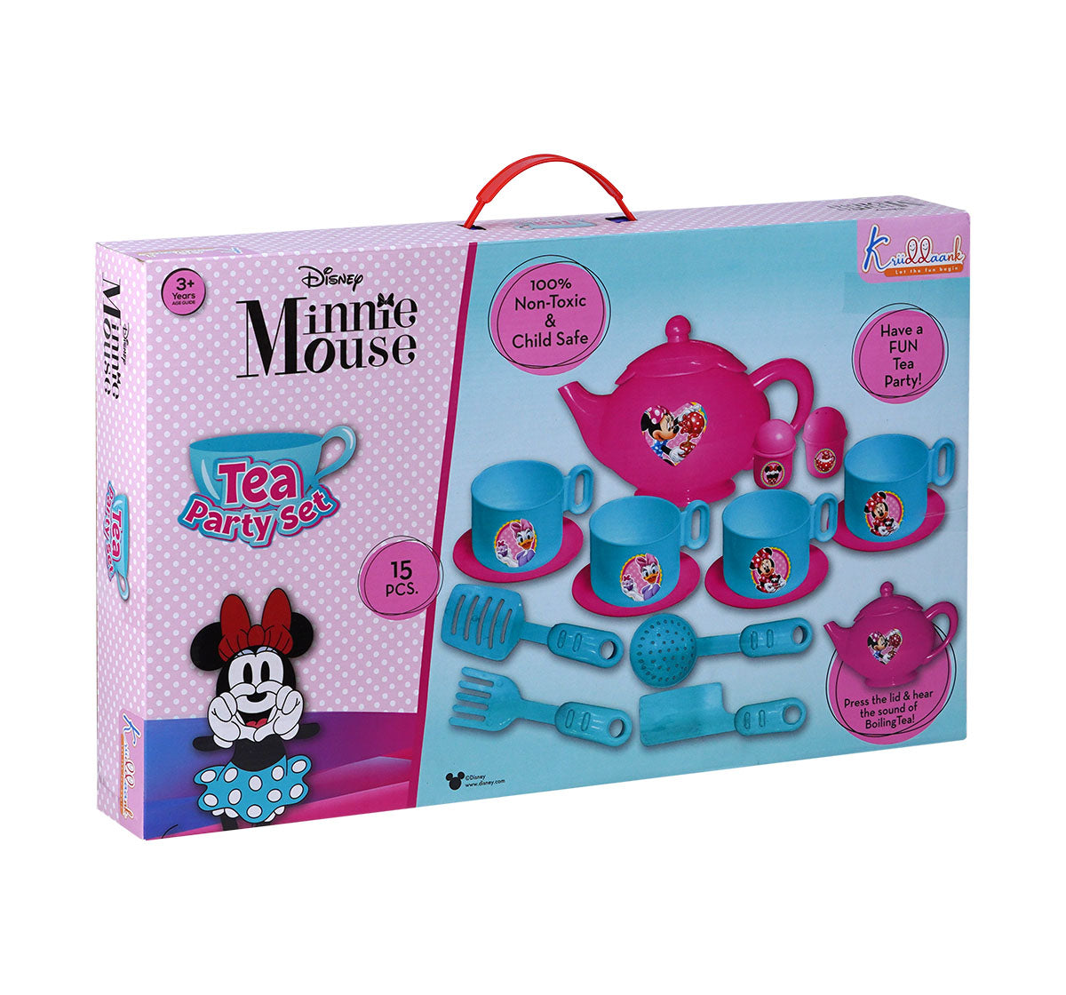 Kriiddaank TeaPartySet-MinnieThemePS-100660ByDisneyDisney Minnie Pretend Play Tea SetBirthday Gift for KidsDisney Role-Playing Tea Set for GirlsBattery-Operated Minnie Tea SetCute Minnie Mouse Tea Time Playset