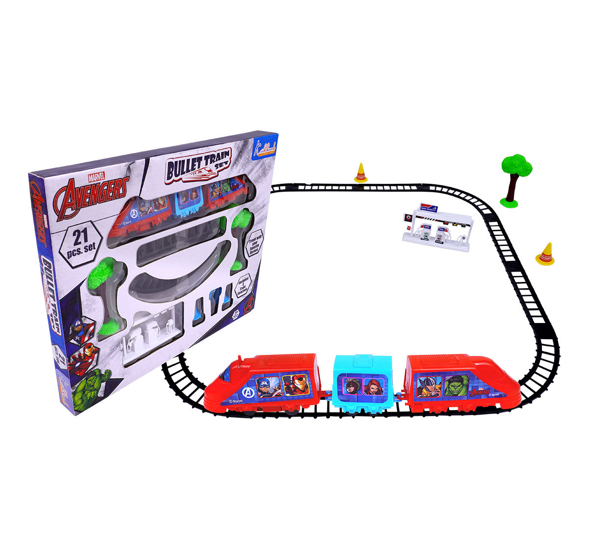 Kriiddaank TrainSet-AvengersThemeTB-100580ByMarvelBest Avengers Toy Train for KidsAvengers Infinity War Train SetBest Marvel Train Set for Boys & GirlsInteractive Train Set with Avengers DesignDurable Superhero Train Toy