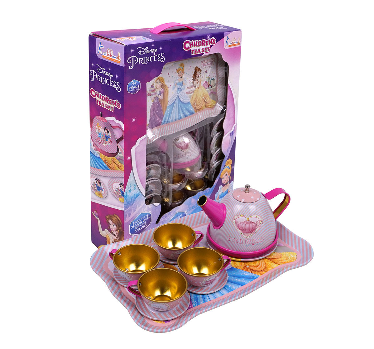 Kriiddaank Children'sTeaset-PrincessThemeTIN-100670ByDisneyDisney Royal Tea Party SetPortable Disney Tea Set for PlaytimeFantasy-Themed Tea Set for GirlsPrincess Birthday Gift Tea SetElegant Tea Party Set for Girls