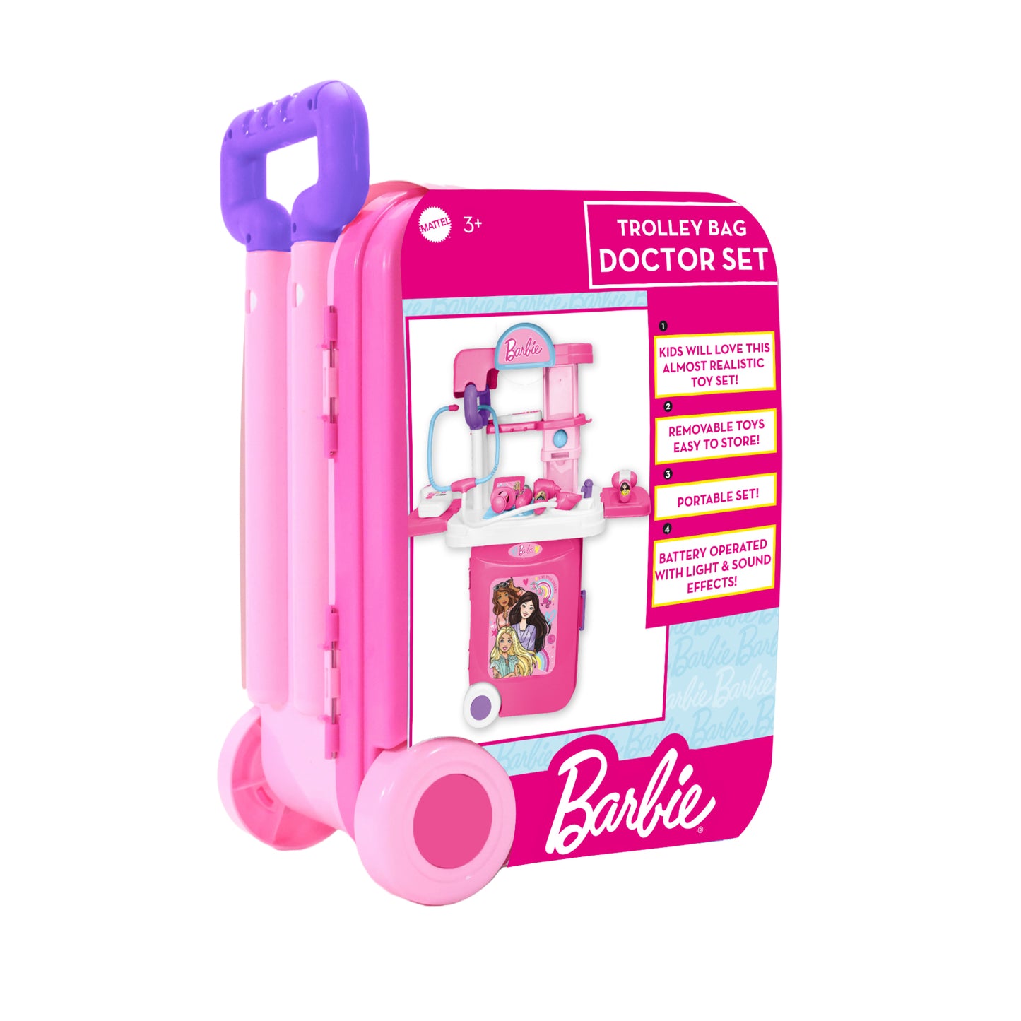 Kriiddaank TrolleyDocterSet-BarbieThemeByMattelKids Doctor Playset with TrolleyDreamhouse Barbie Medical KitPortable Medical Playset with TrolleyBest Birthday Gift for KidsBarbie Medical & First Aid Play Set