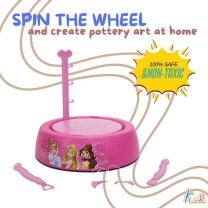 Kriiddaank PotteryWheel-PrincessThemePW-100450ByDisneyDIY Clay Art SetBest Pottery Wheel for Girls Creative Princess Pottery Making KitFairy Tale Pottery Studio for KidsDisney Princess Gift