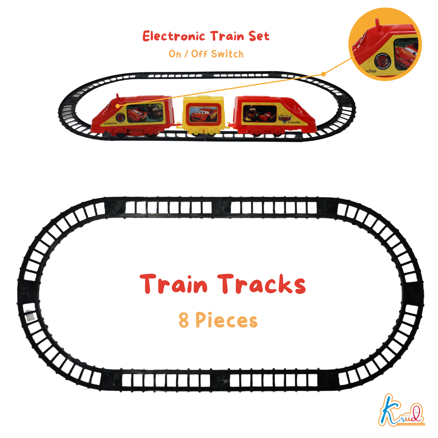 Kriiddaank TrainSetSmall-CarsByDisneyPixar Cars Train Set for Boys & GirlsBattery-Powered Disney Cars Train SetBest Toy Train Set for Cars MovieMiniature Toy Train with McQueen & FriendsCollectible Lightning McQueen Train Set