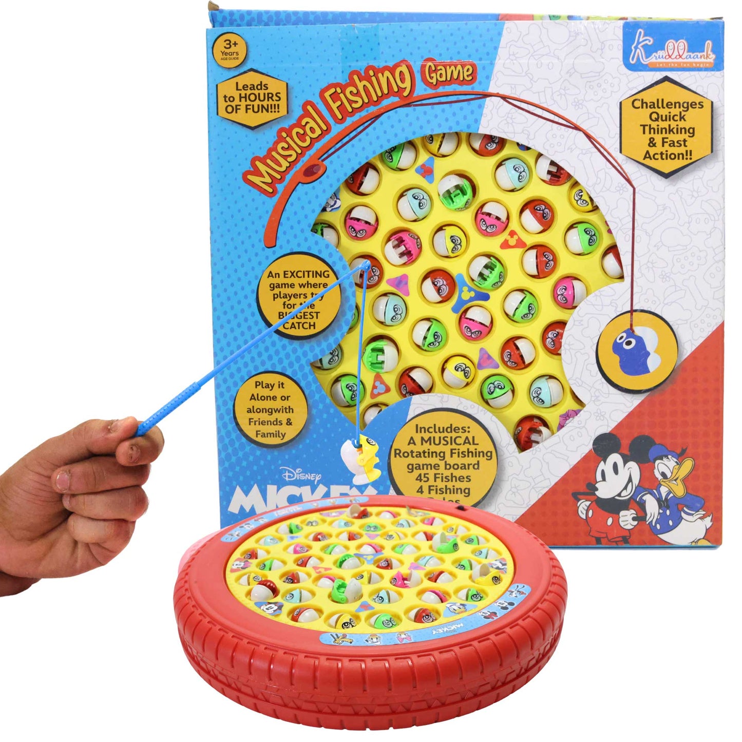 Kriiddaank  Musical Fishing Game B - MickeyMickey Battery Operated Fishing gameOcean Theme ToyElectronic Fishing ToyChildren’s GameInteractive Toy