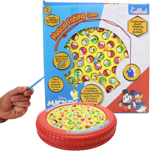 Kriiddaank  Musical Fishing Game B - MickeyMickey Battery Operated Fishing gameOcean Theme ToyElectronic Fishing ToyChildren’s GameInteractive Toy