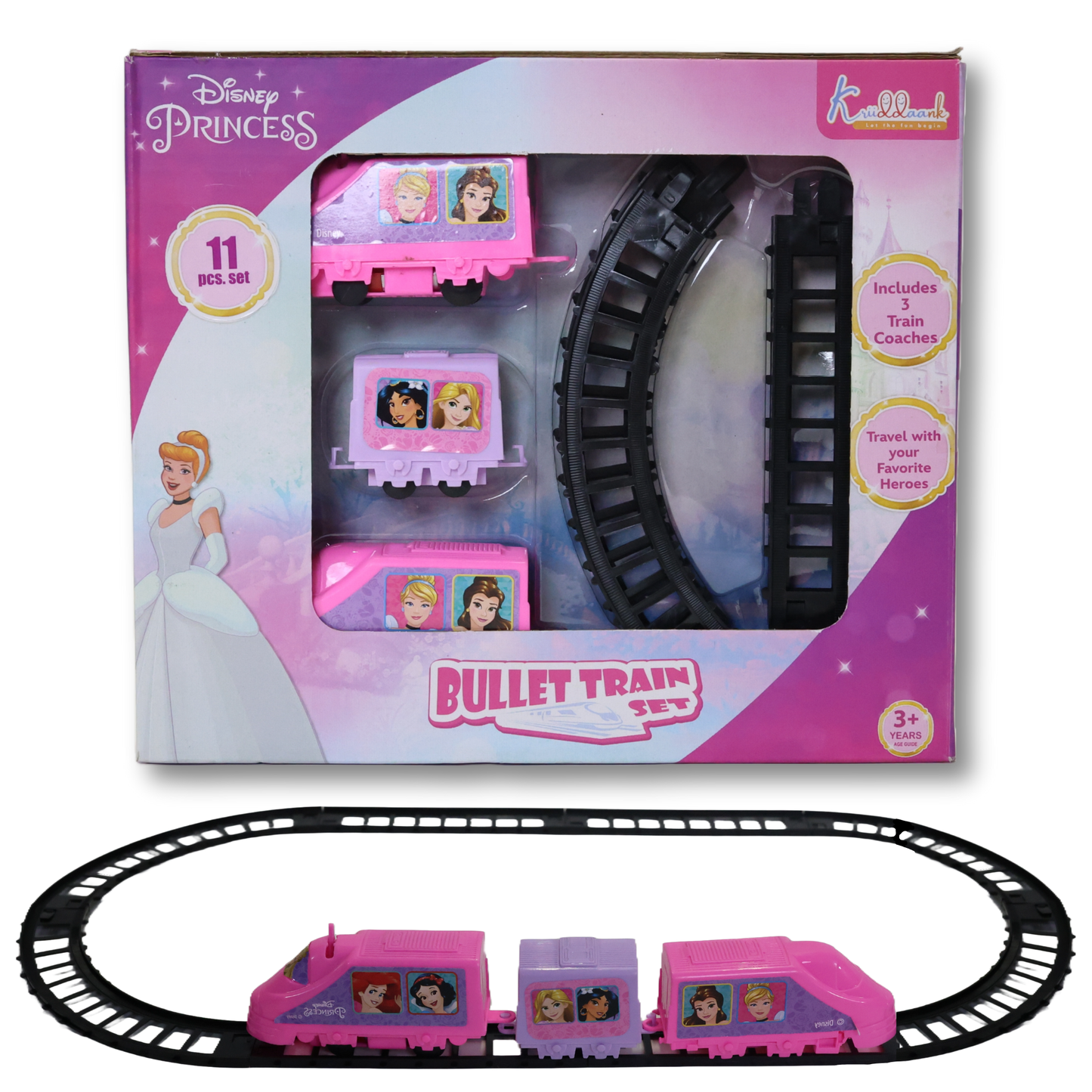 Kriiddaank TrainSetSmall-PrincessThemeByDisneySmall Royal Train Set for KidsMagical Disney Princess TrainMiniature Princess-Themed Toy TrainFairytale Train Set for GirlsInteractive Princess Train Set