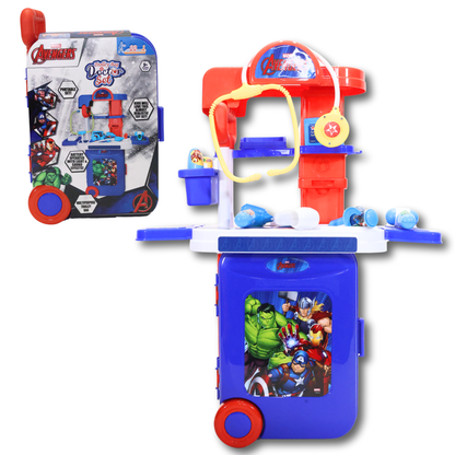 Kriiddaank TrolleyDoctorSet-AvengersThemeByMarvelKids Doctor Set with TrolleyMedical Playset for KidsToy Stethoscope & Medical InstrumentsSuperhero Themed Doctor PlaysetHeroic Medical Playset for Kids